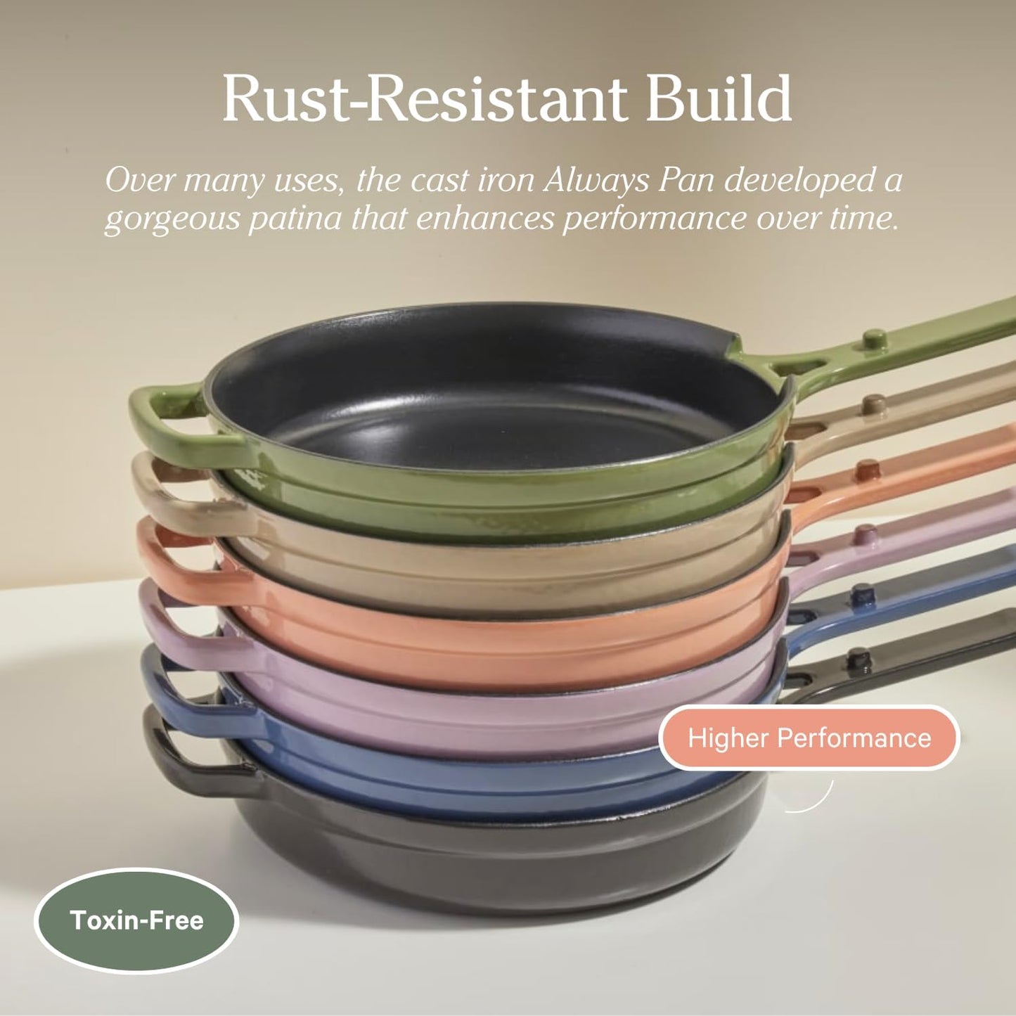 8-in-1 Premium Enameled Cast Iron Always Pan with Lid and Handle Covers, 10-inch Multifunctional Cookware for Oven and High Heat Cooking