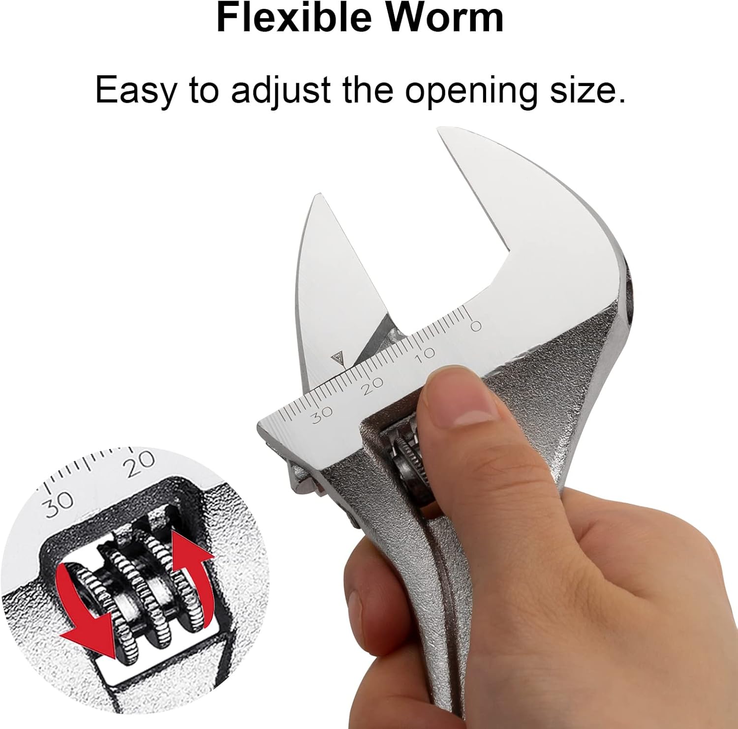 8 Inch Adjustable Wrench with Wide Caliber Opening - Professional Shift Spanner by Jetech