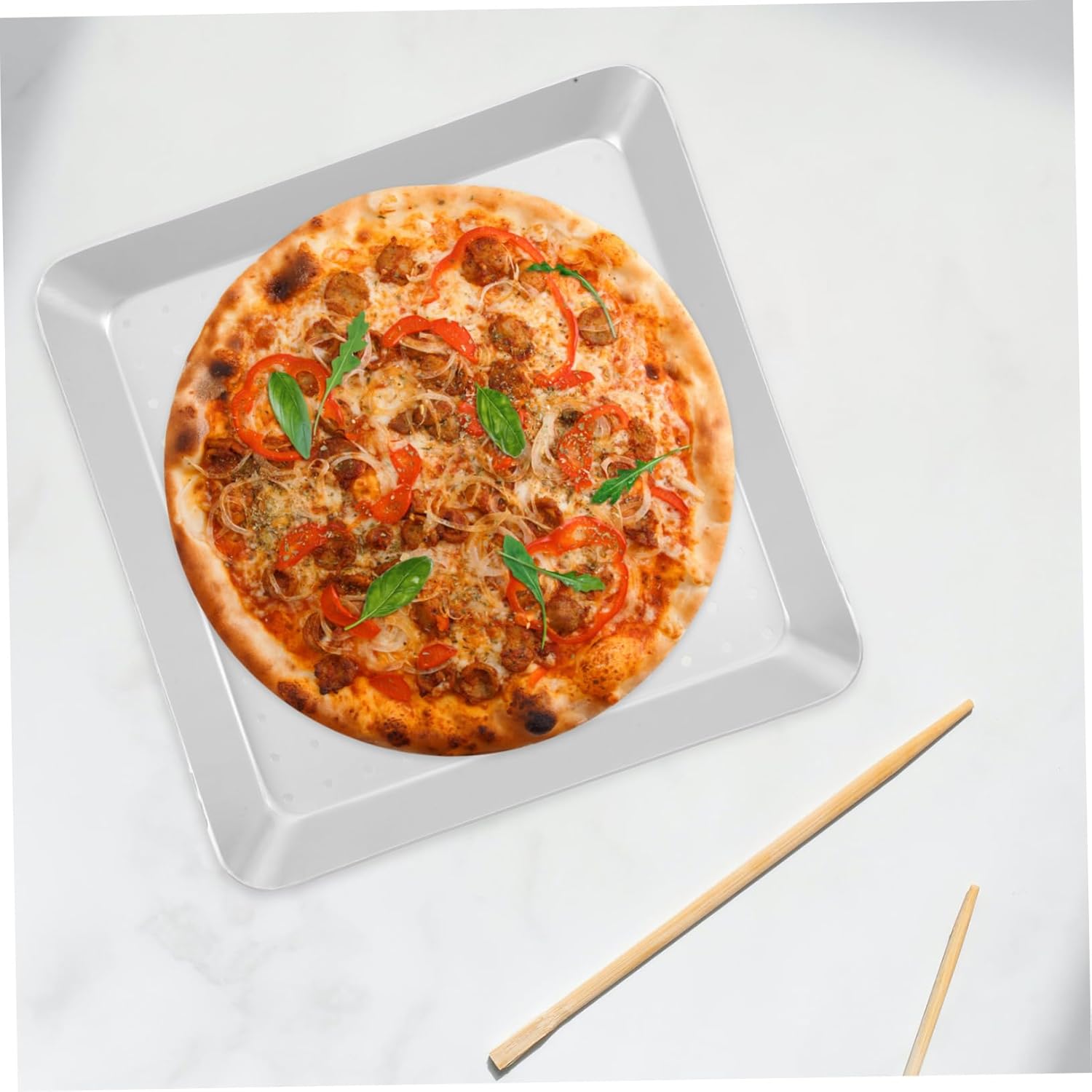 8-Inch Aluminum Pizza Pan Oven Baking Tray with Holes for Crispy Pizza - Kitchen Baking Supply