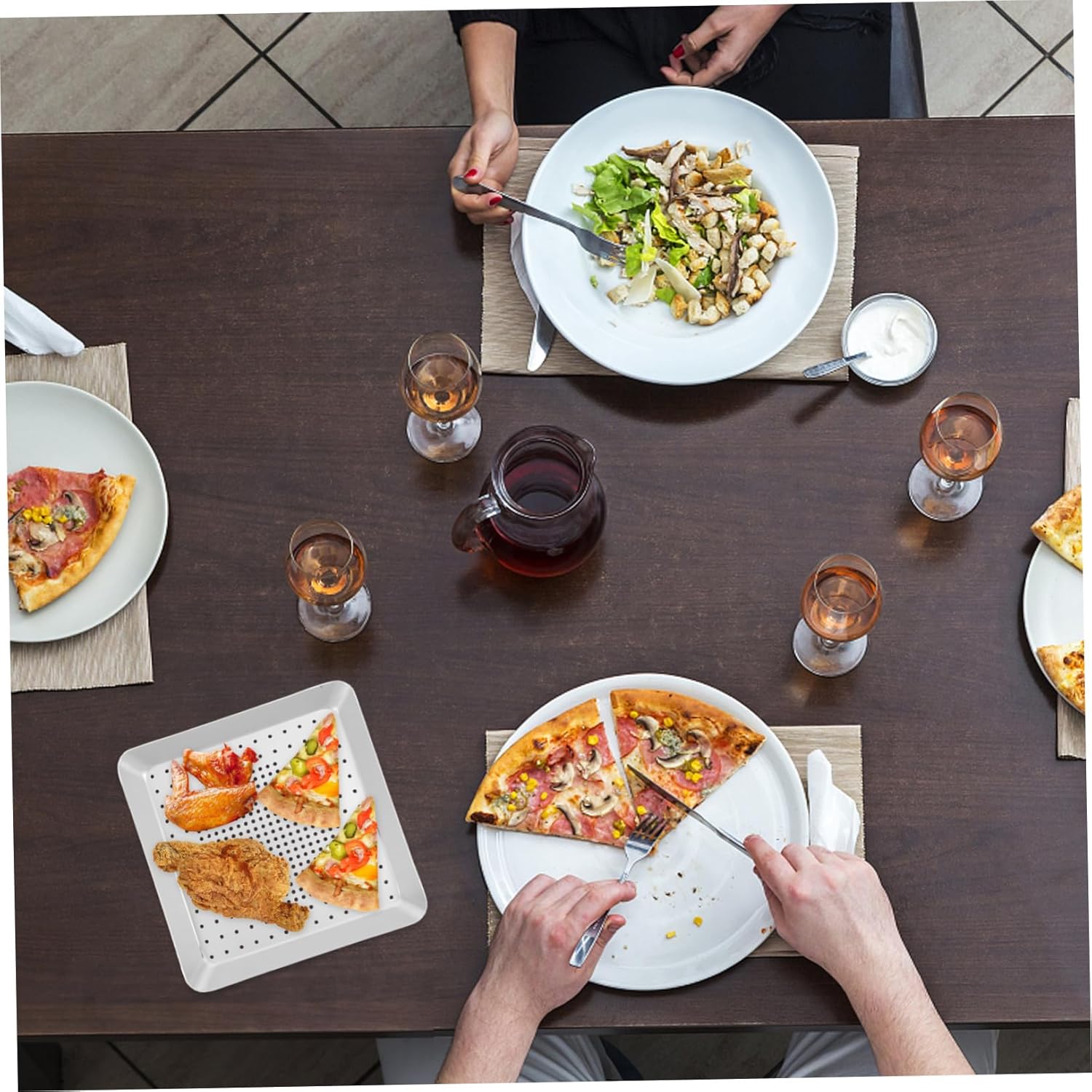 8-Inch Aluminum Pizza Pan Oven Baking Tray with Holes for Crispy Pizza - Kitchen Baking Supply