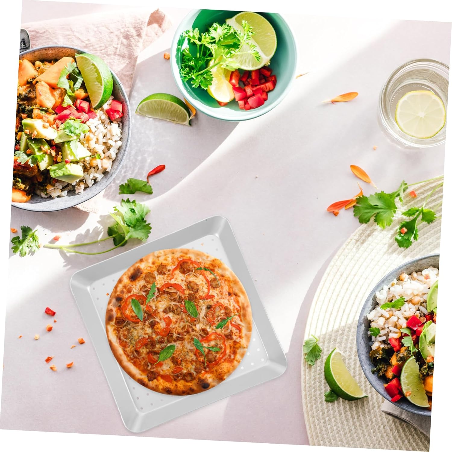 8-Inch Aluminum Pizza Pan Oven Baking Tray with Holes for Crispy Pizza - Kitchen Baking Supply