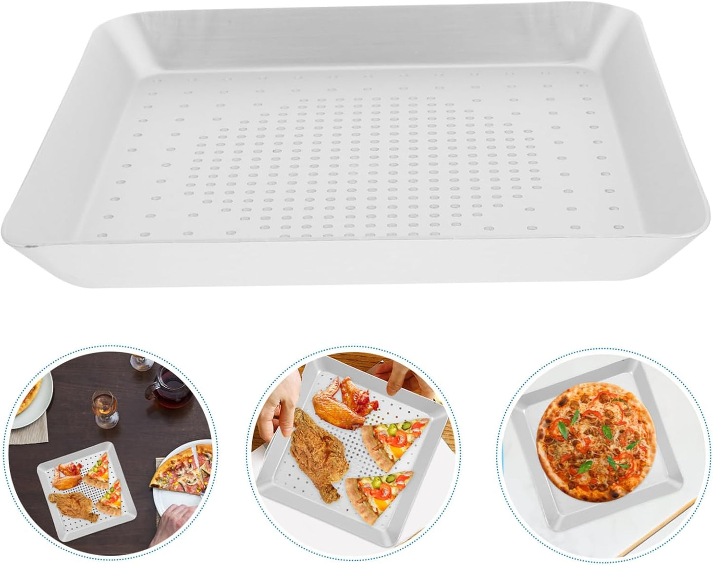 8-Inch Aluminum Pizza Pan Oven Baking Tray with Holes for Crispy Pizza - Kitchen Baking Supply