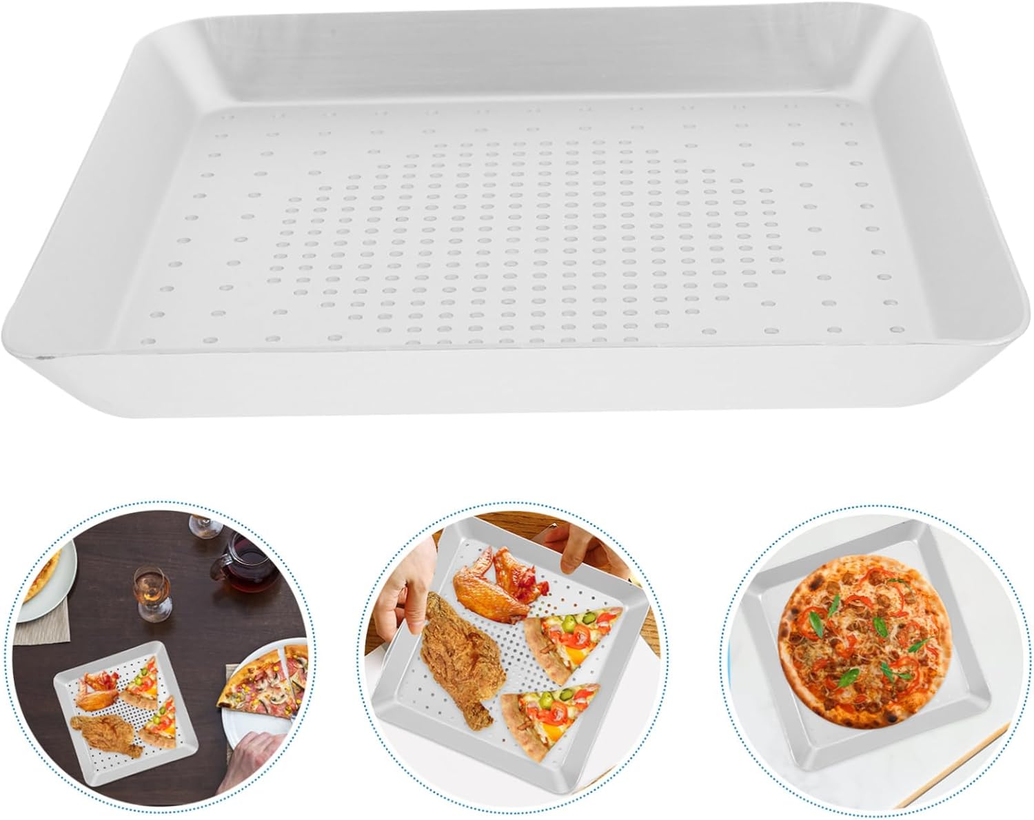 8-Inch Aluminum Pizza Pan Oven Baking Tray with Holes for Crispy Pizza - Kitchen Baking Supply