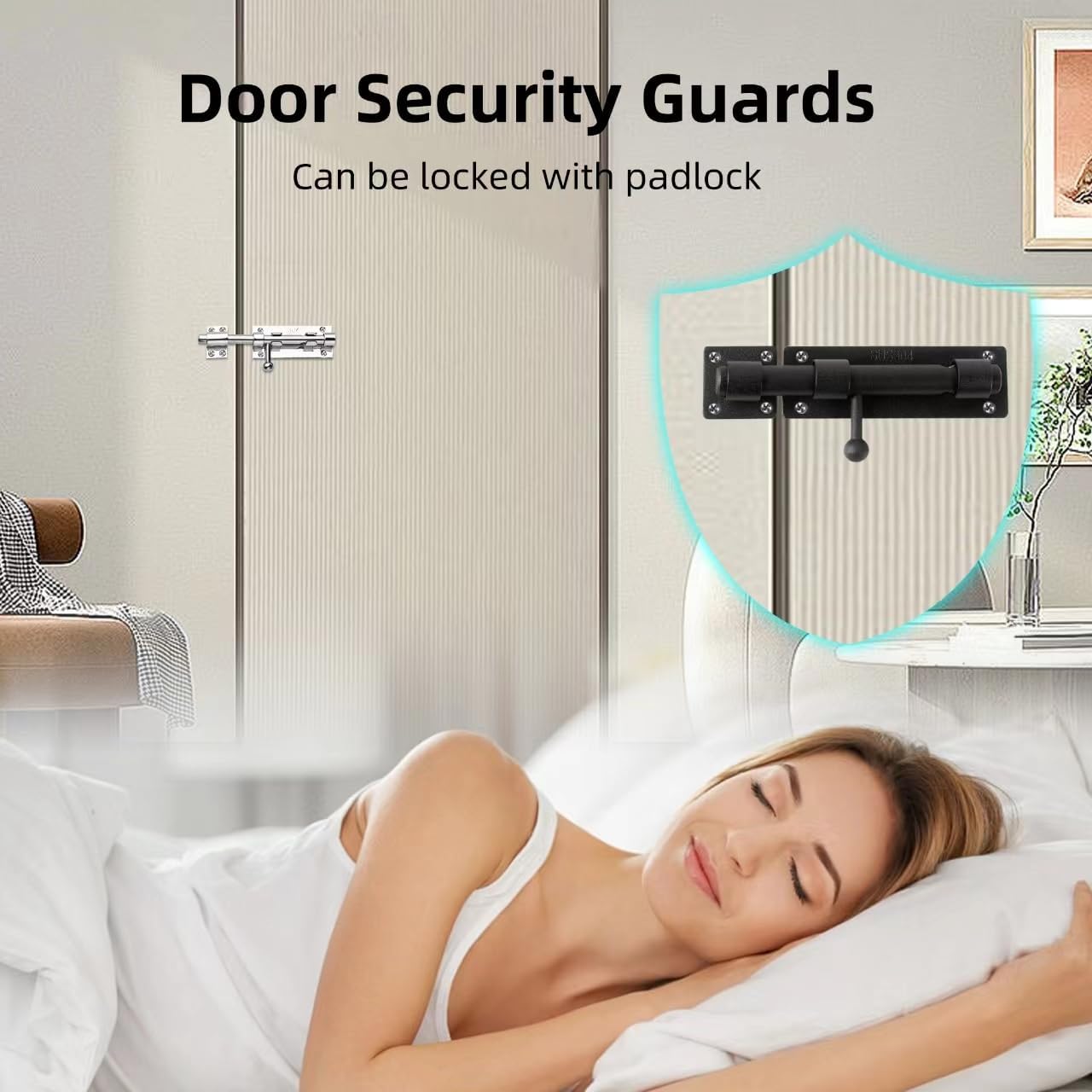 8 Inch Black Heavy Duty Solid 304 Stainless Steel Slide Lock for Wooden, Fence, Yard Door, Barn Door, Interior, Outdoor - Barrel Bolt Safety Padlock Latch