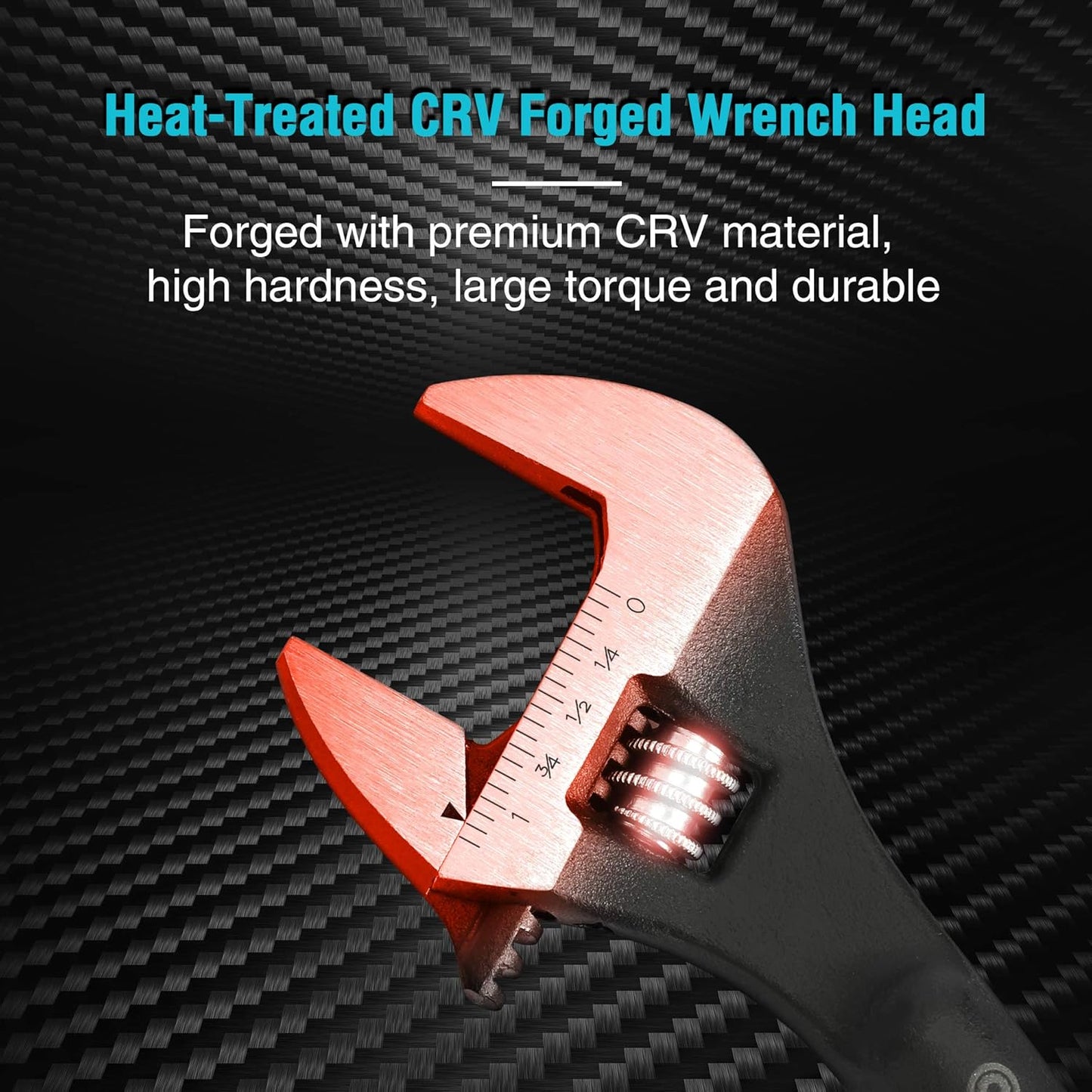 8-Inch DURATECH Spud Wrench with Adjustable Design, Black Oxide Finish, CR-V Steel, SAE and Metric Scale, Alignment Holes, Tail Crowbar