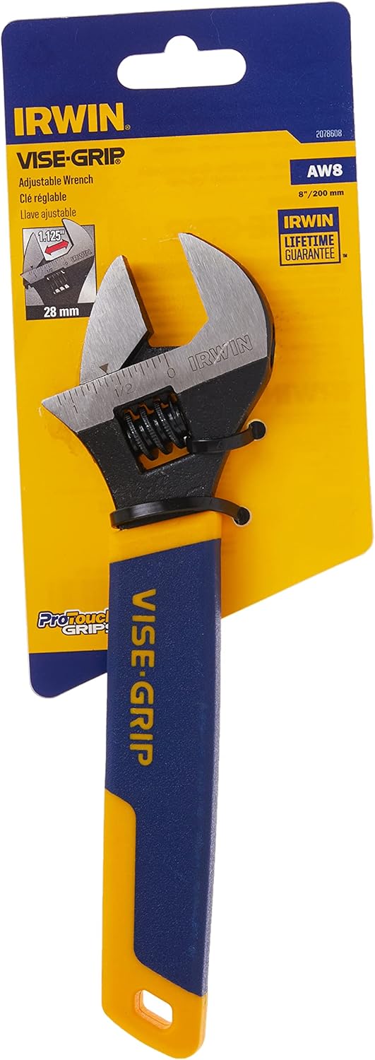 8-Inch IRWIN VISE-GRIP Adjustable Wrench (Model 2078608) - Durable and Versatile Hand Tool for Tightening and Loosening Nuts and Bolts