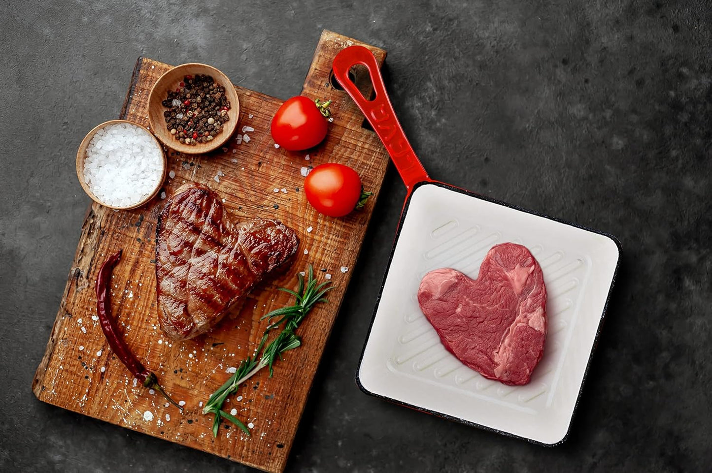 8-Inch Square Mini Ceramic Grill Pan with White Enamel Interior - Red Color Baby Collection