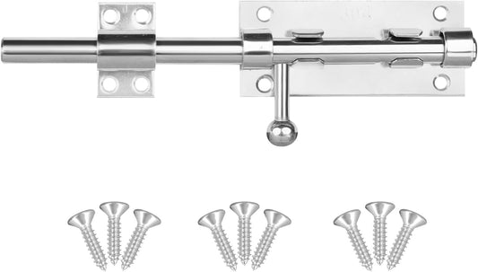 8 Inch Stainless Steel Slide Bolt Latch for Windows, Warehouses, Fences, and Gates - Barrel Bolt Slide Lock