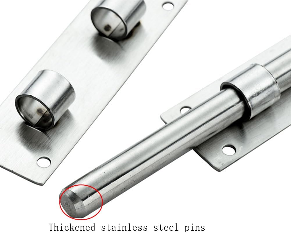 8 Inch Stainless Steel Sliding Door Lock with Padlock Clasp - Secure Bolt Latch for Garden Shed or Wooden Gates