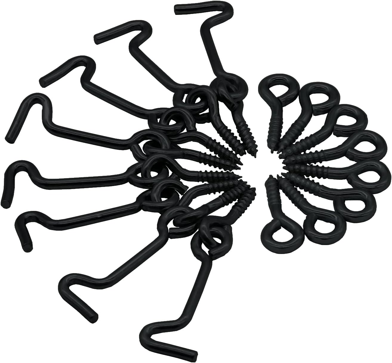 8 Pack 2 Inch Black Eye Swivel Window Latch with Mounting Screws - Steel Cabin Hook for Gate, Door, Wood