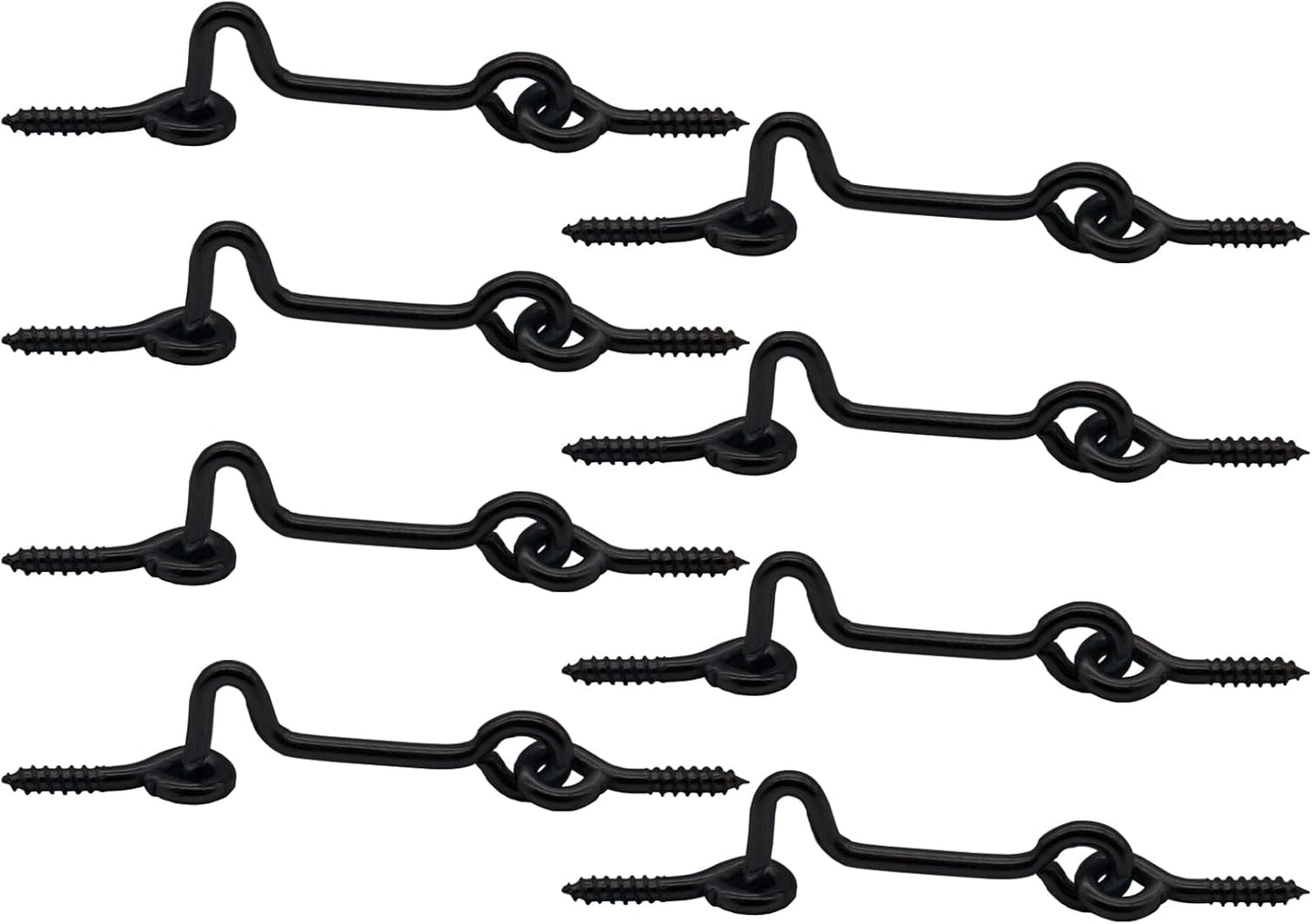 8 Pack 2 Inch Black Eye Swivel Window Latch with Mounting Screws - Steel Cabin Hook for Gate, Door, Wood