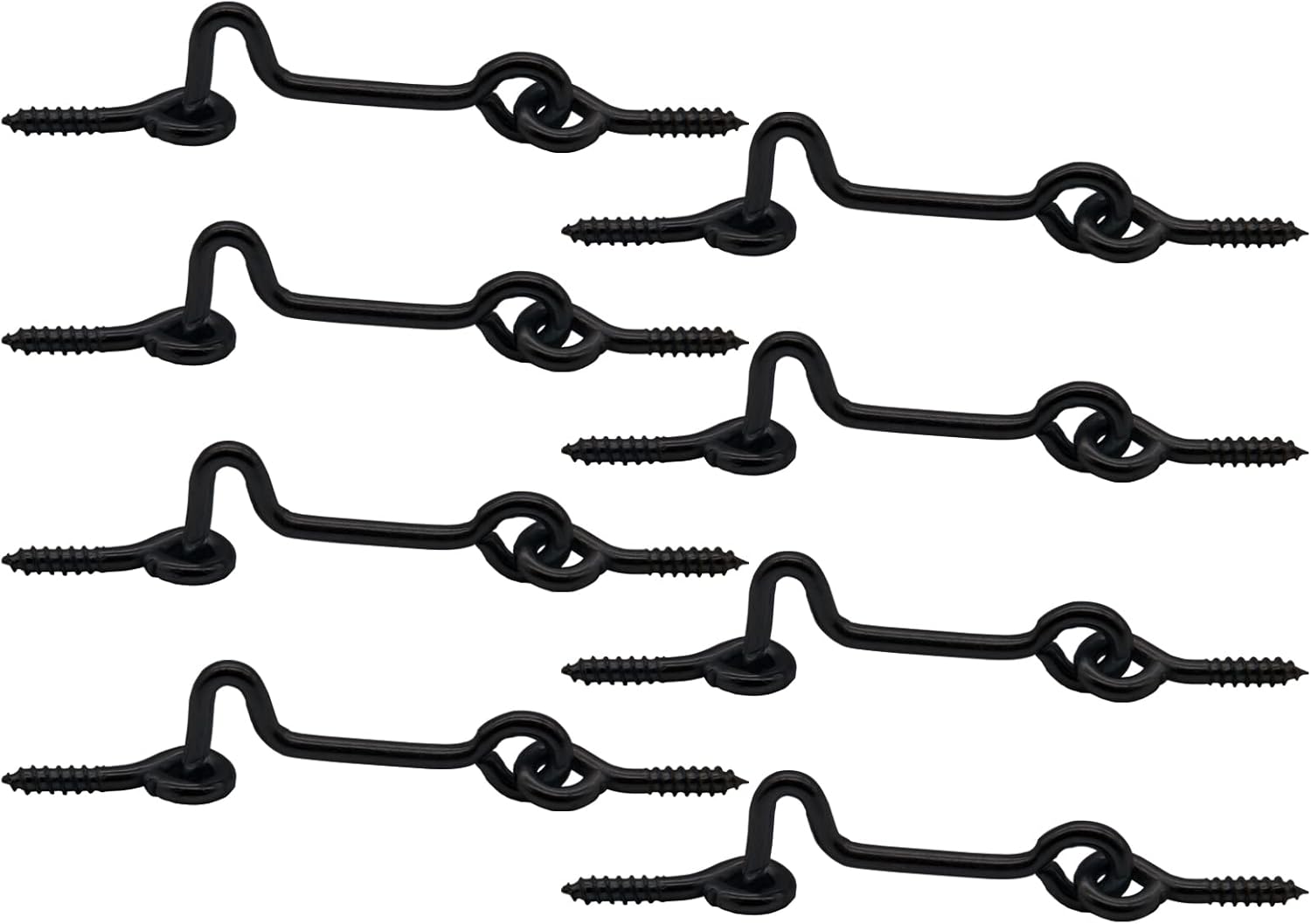 8 Pack 2 Inch Black Eye Swivel Window Latch with Mounting Screws - Steel Cabin Hook for Gate, Door, Wood