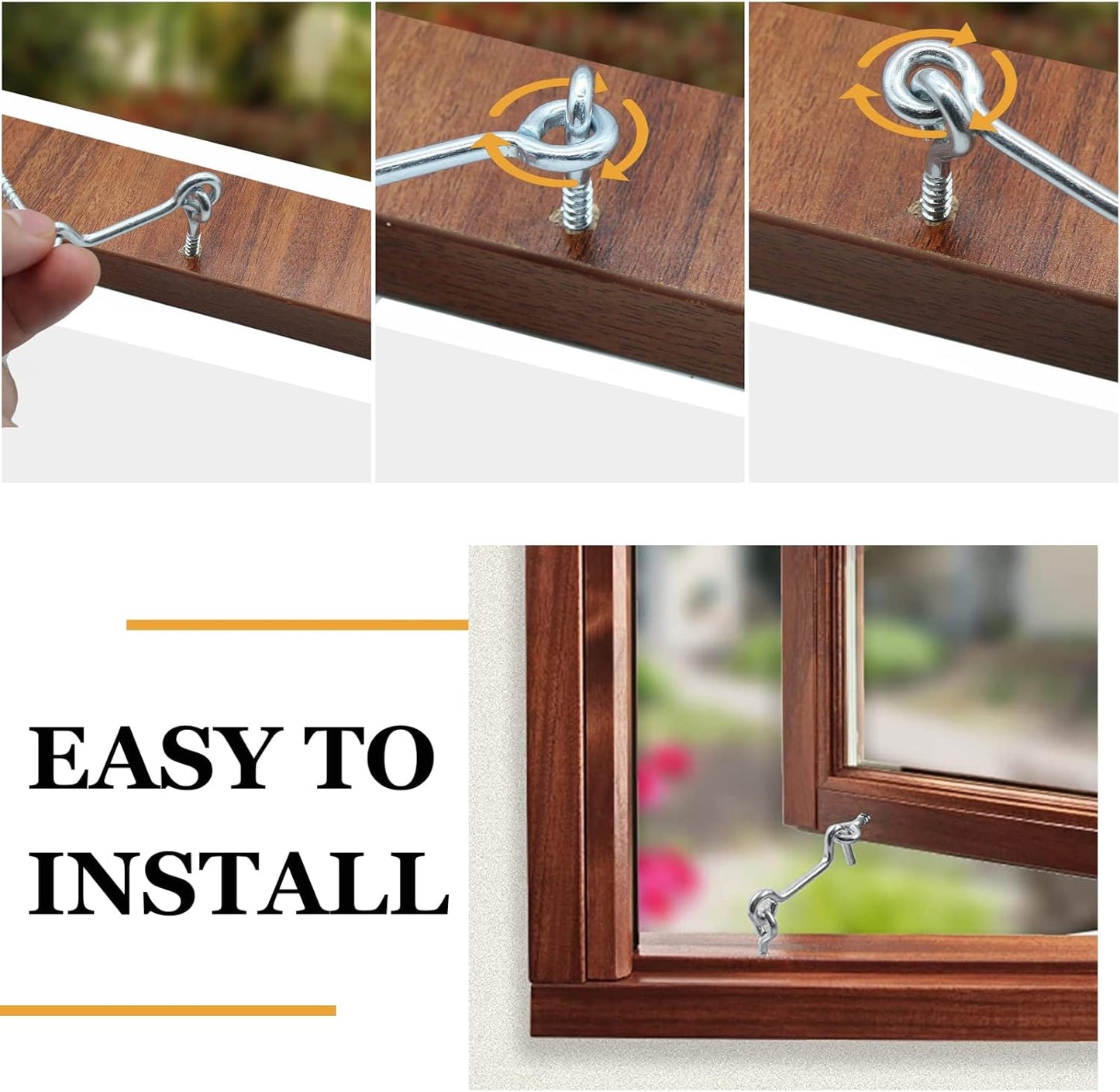 8 Pack 2 Inch Black Eye Swivel Window Latch with Mounting Screws - Steel Cabin Hook for Gate, Door, Wood