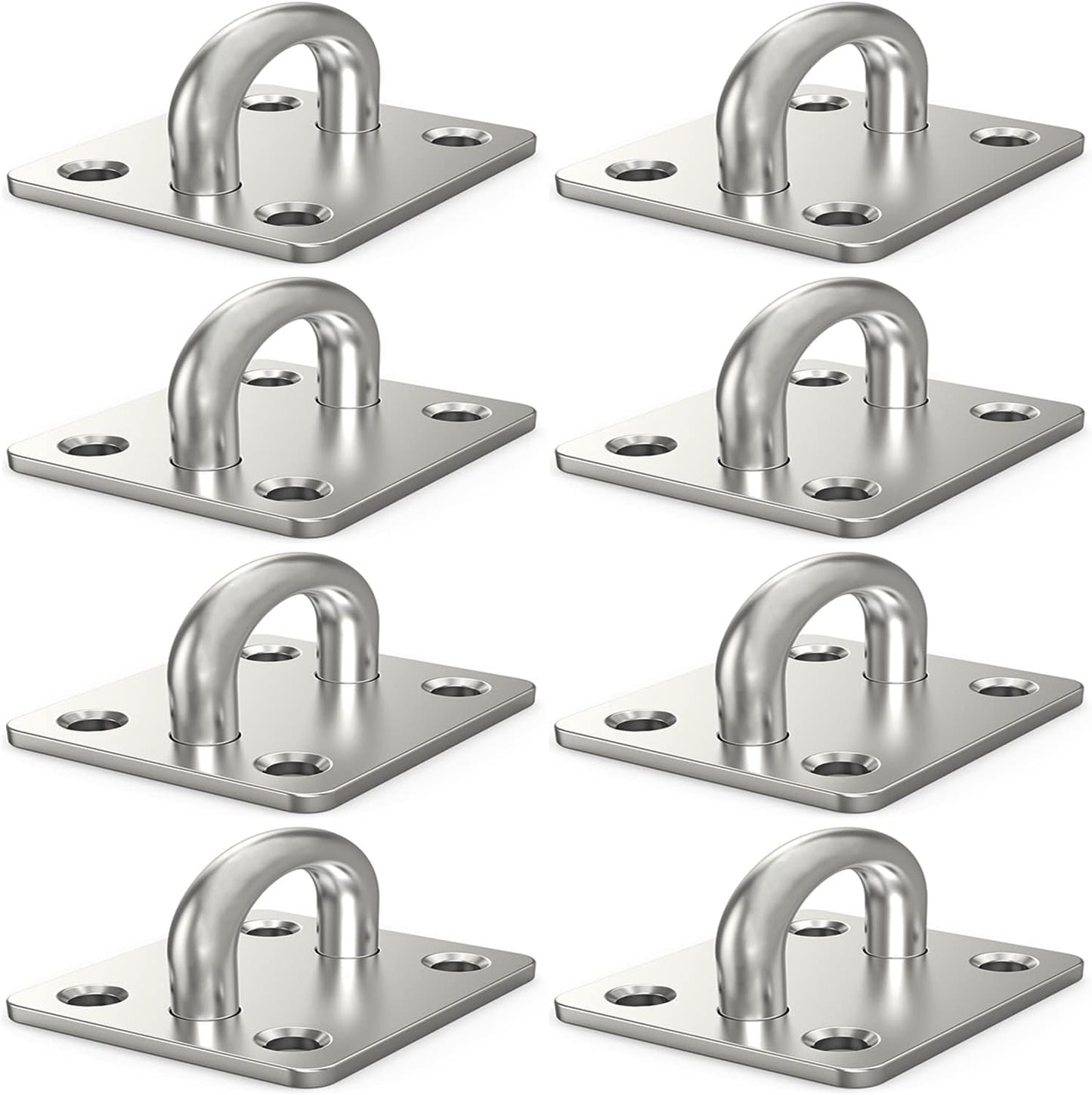 8 Pack 304 Stainless Steel Ceiling Hooks Pad Eyes Plate Marine Hardware with Screws - 1.4 x 1.2 Inch