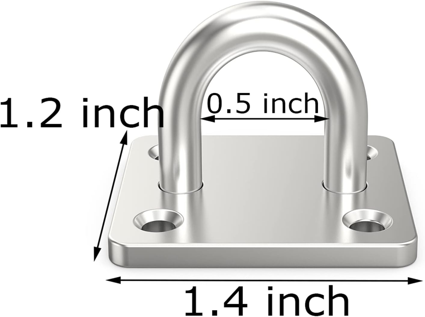 8 Pack 304 Stainless Steel Ceiling Hooks Pad Eyes Plate Marine Hardware with Screws - 1.4 x 1.2 Inch