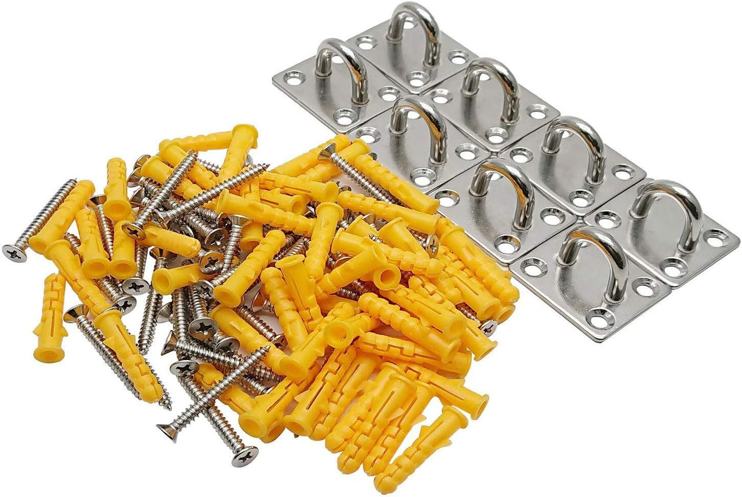 8 Pack 304 Stainless Steel Ceiling Hooks Pad Eyes Plate Marine Hardware with Screws - 1.4 x 1.2 Inch