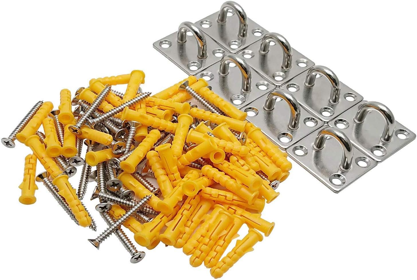 8 Pack 304 Stainless Steel Ceiling Hooks Pad Eyes Plate Marine Hardware with Screws - 1.4 x 1.2 Inch