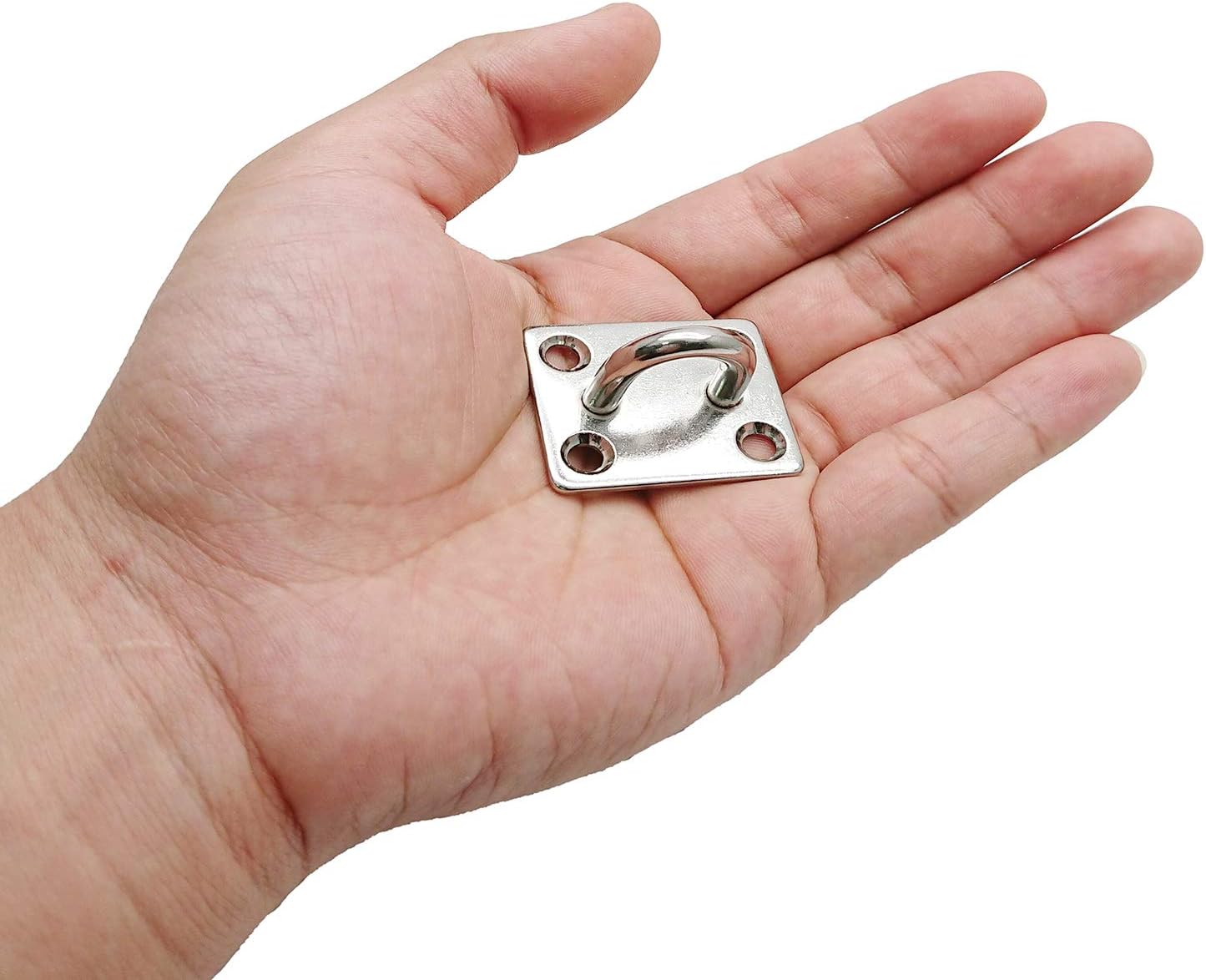 8 Pack 304 Stainless Steel Ceiling Hooks Pad Eyes Plate Marine Hardware with Screws - 1.4 x 1.2 Inch