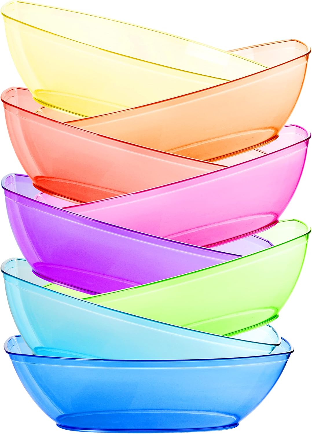8 Pack 80oz Luau Plastic Bowls for Mixing, Serving, Popcorn, Salad, Chips, Dip - Set of 8 Rainbow Bowls