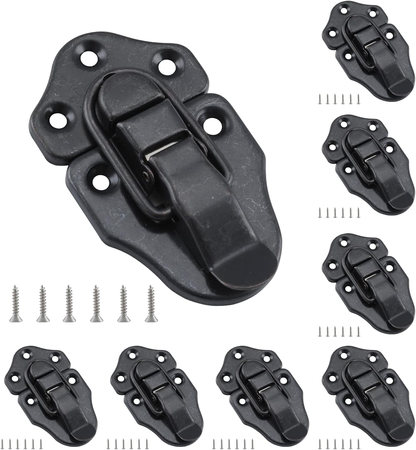 8 Pack Antique Duckbilled Hasp Latches with Padlock Kit for Jewelry Boxes and Decorative Furniture