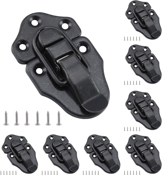 8 Pack Antique Duckbilled Hasp Latches with Padlock Kit for Jewelry Boxes and Decorative Furniture