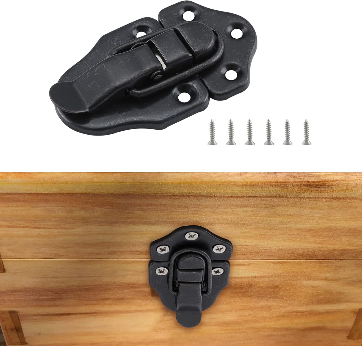 8 Pack Antique Duckbilled Hasp Latches with Padlock Kit for Jewelry Boxes and Decorative Furniture