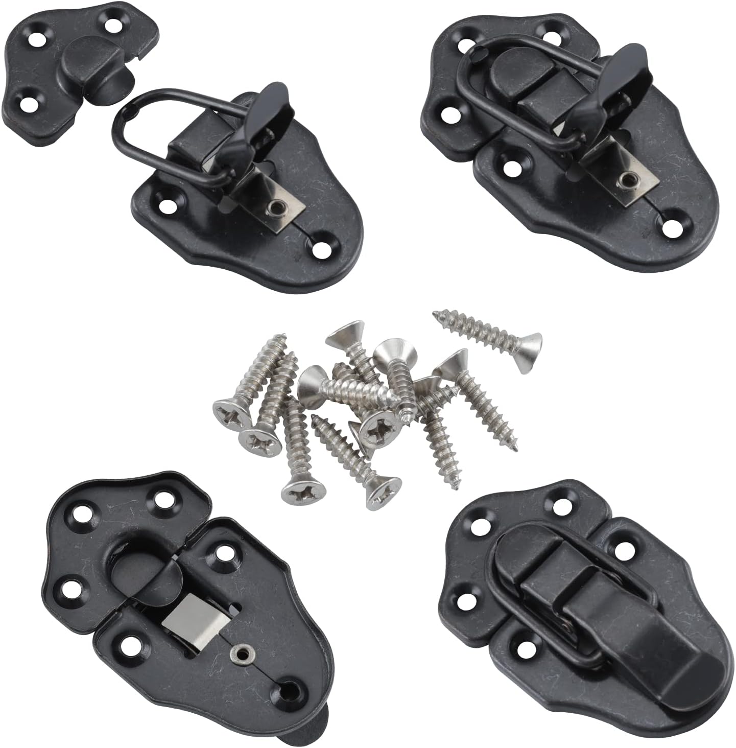 8 Pack Antique Duckbilled Hasp Latches with Padlock Kit for Jewelry Boxes and Decorative Furniture