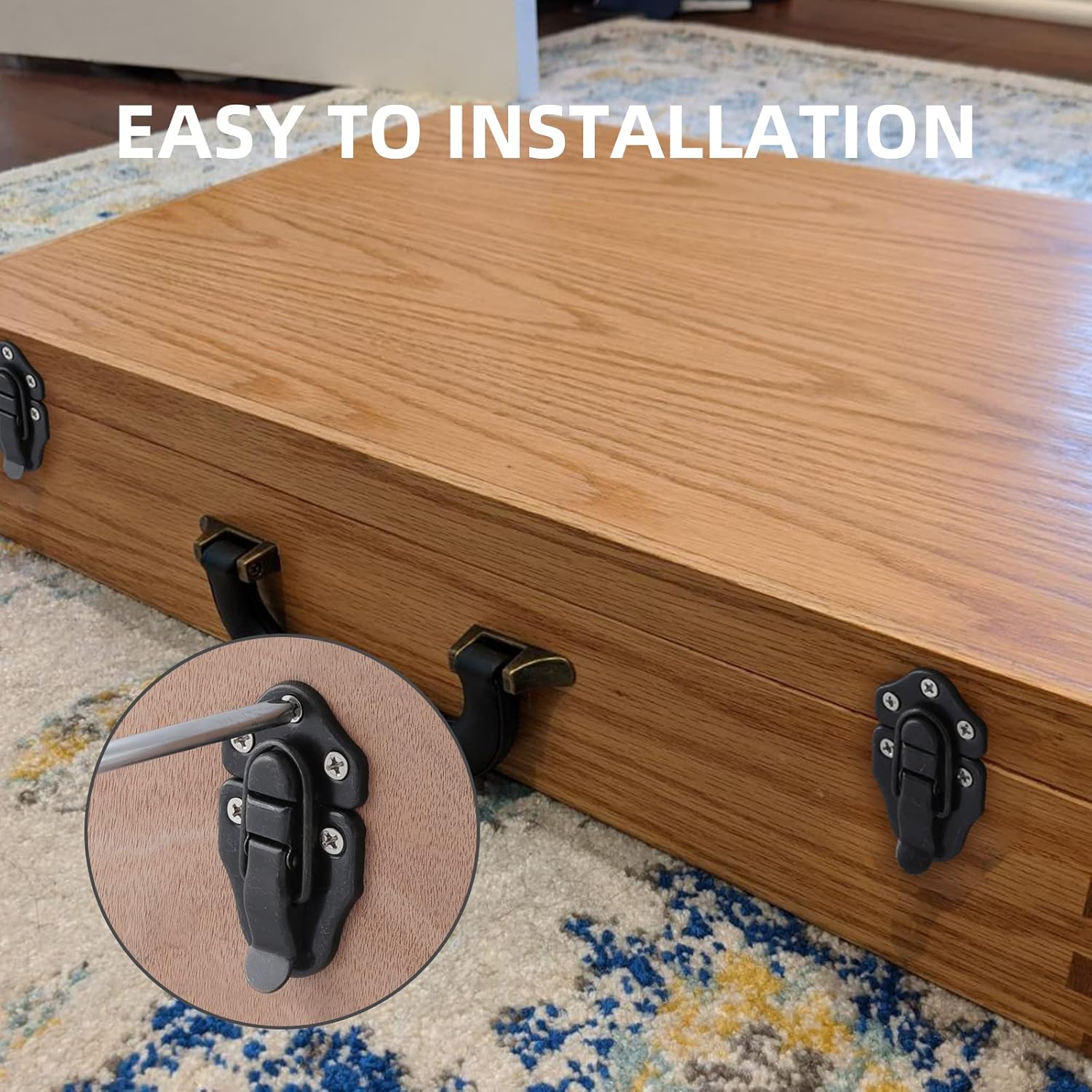 8 Pack Antique Duckbilled Hasp Latches with Padlock Kit for Jewelry Boxes and Decorative Furniture