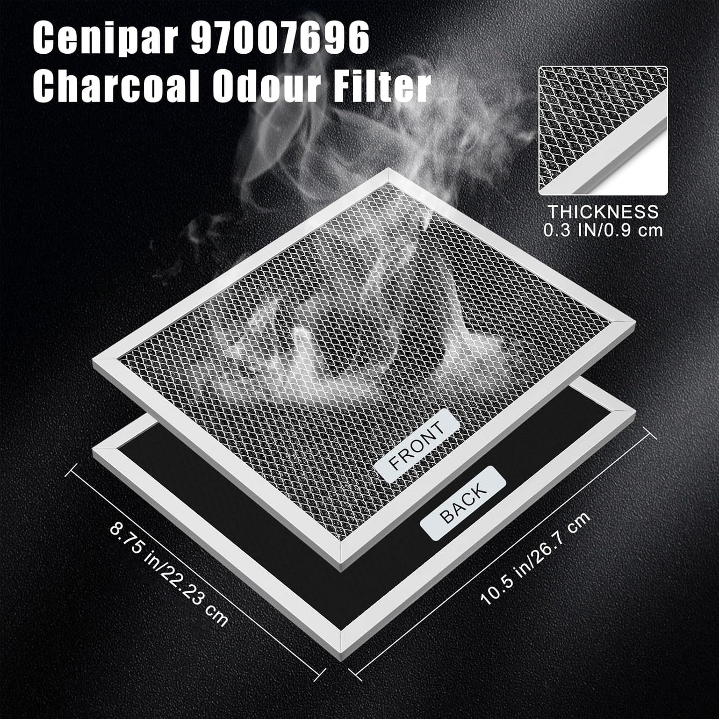 8-Pack Baquler Range Hood Filter Replacement Compatible with Broan Nutone 97007696 - Stove Vent Aluminum Mesh Charcoal Filter for Kitchen Air