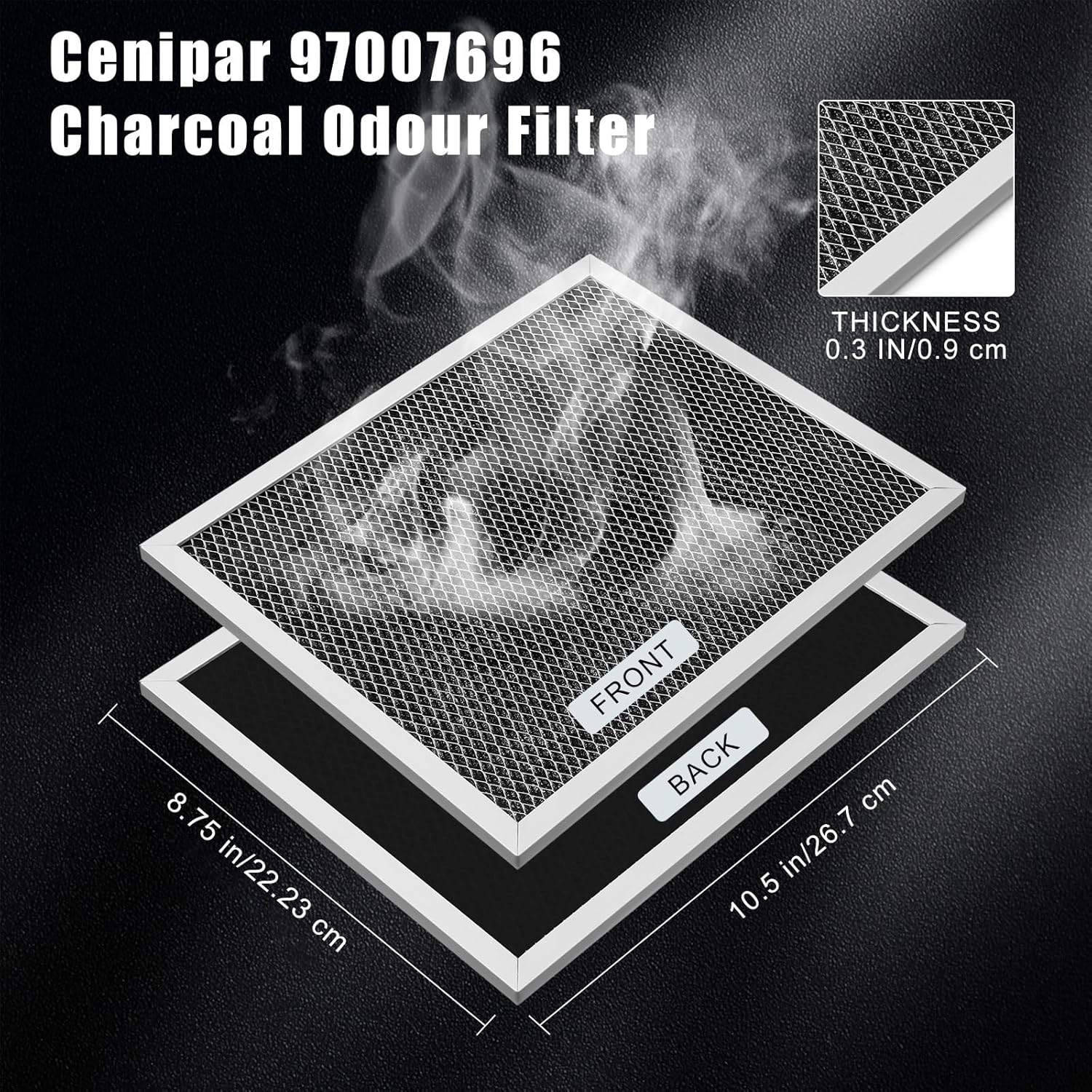 8-Pack Baquler Range Hood Filter Replacement Compatible with Broan Nutone 97007696 - Stove Vent Aluminum Mesh Charcoal Filter for Kitchen Air