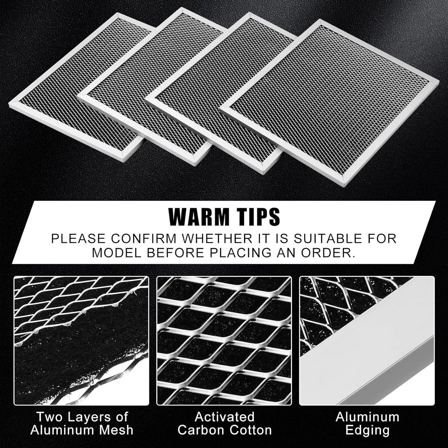 8-Pack Baquler Range Hood Filter Replacement Compatible with Broan Nutone 97007696 - Stove Vent Aluminum Mesh Charcoal Filter for Kitchen Air