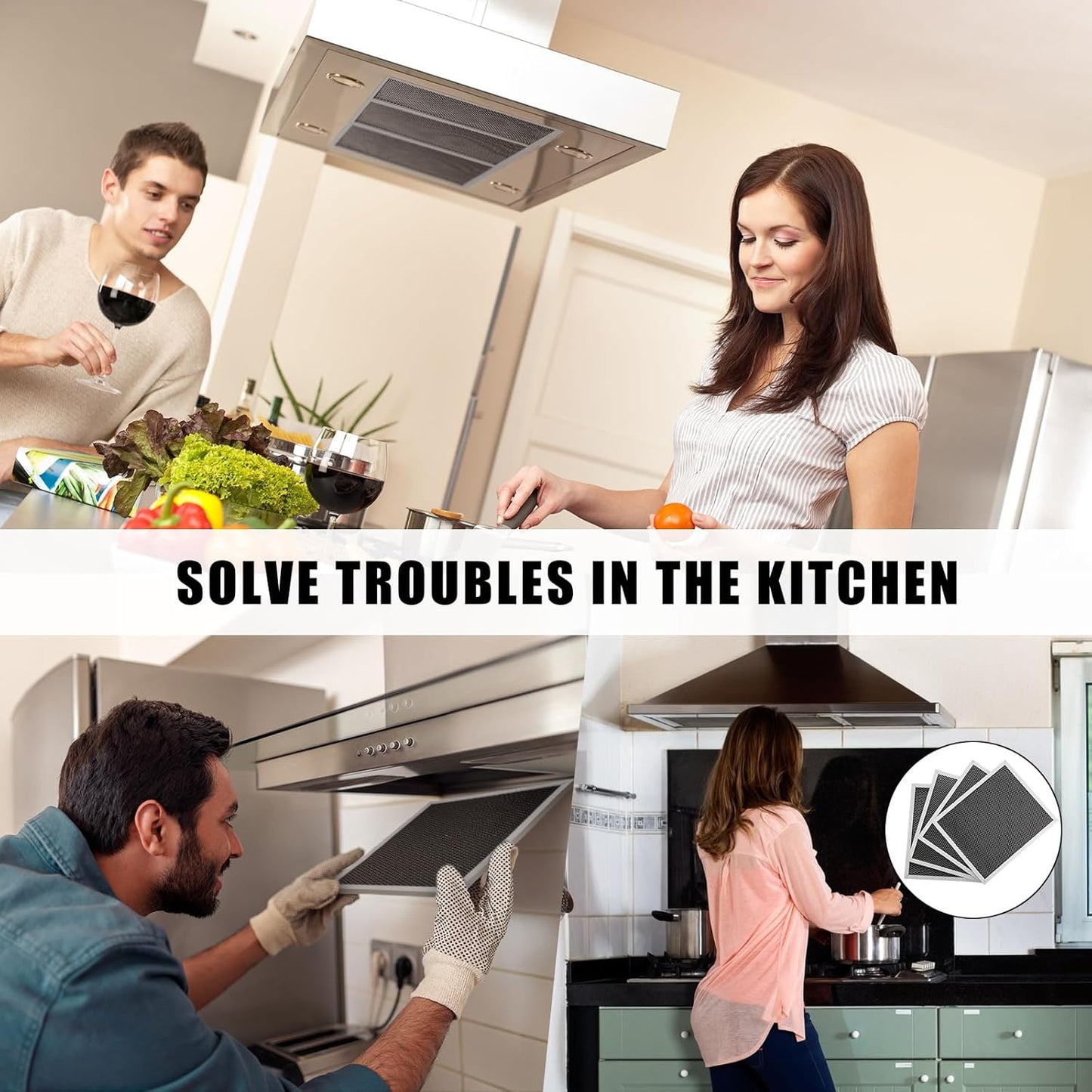 8-Pack Baquler Range Hood Filter Replacement Compatible with Broan Nutone 97007696 - Stove Vent Aluminum Mesh Charcoal Filter for Kitchen Air