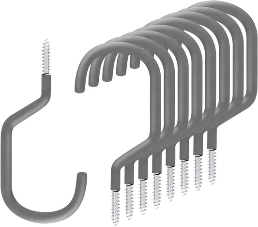 8-Pack Bike Hanger Storage Hook Rack - Heavy Duty Large Hooks for Garage Wall and Ceiling Bicycle Storage - Utility Tool Hanger - Gray Color