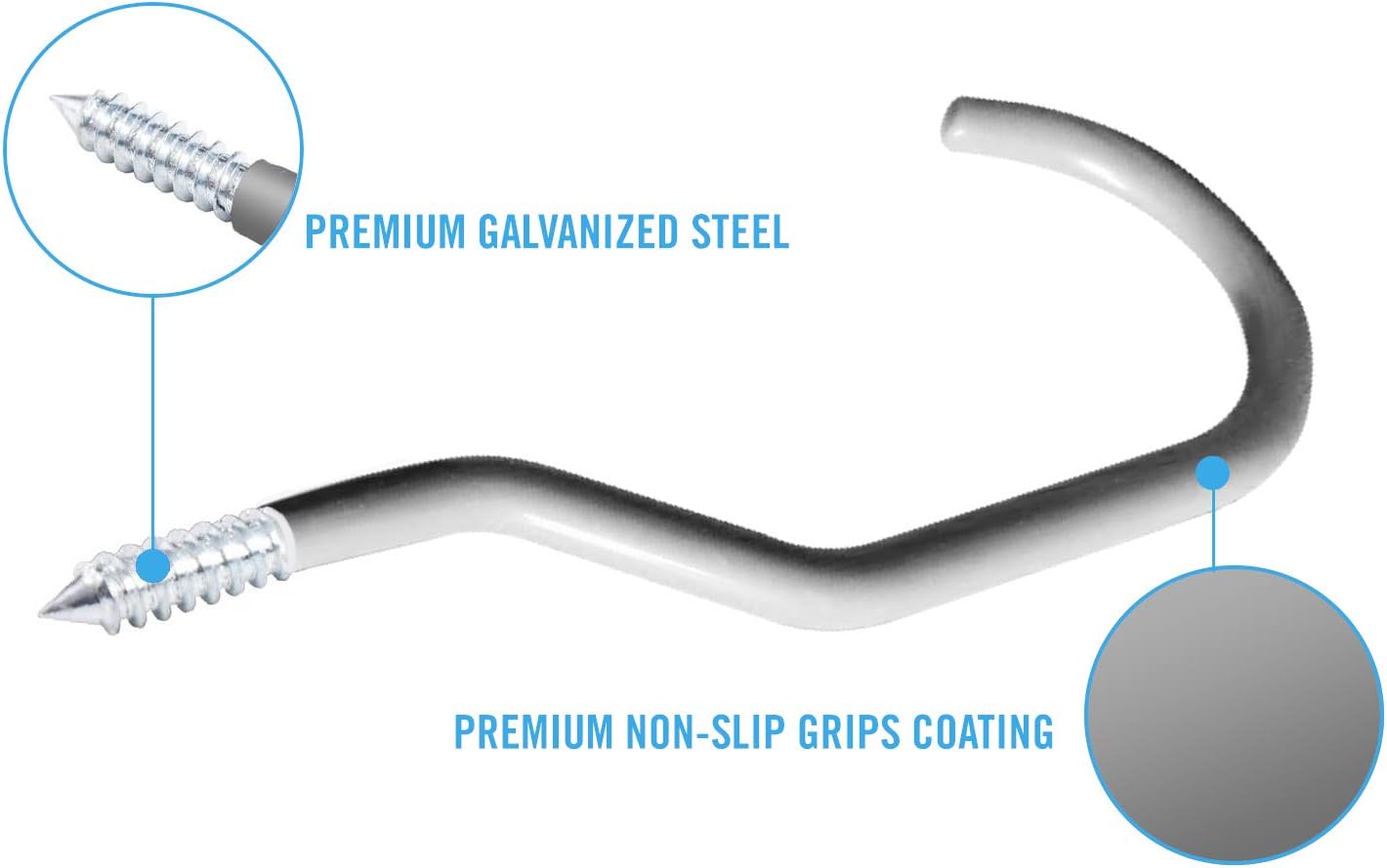 8-Pack Bike Hanger Storage Hook Rack - Heavy Duty Large Hooks for Garage Wall and Ceiling Bicycle Storage - Utility Tool Hanger - Gray Color