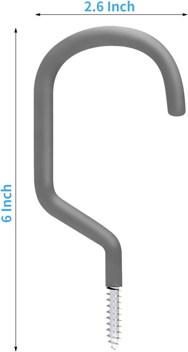 8-Pack Bike Hanger Storage Hook Rack - Heavy Duty Large Hooks for Garage Wall and Ceiling Bicycle Storage - Utility Tool Hanger - Gray Color