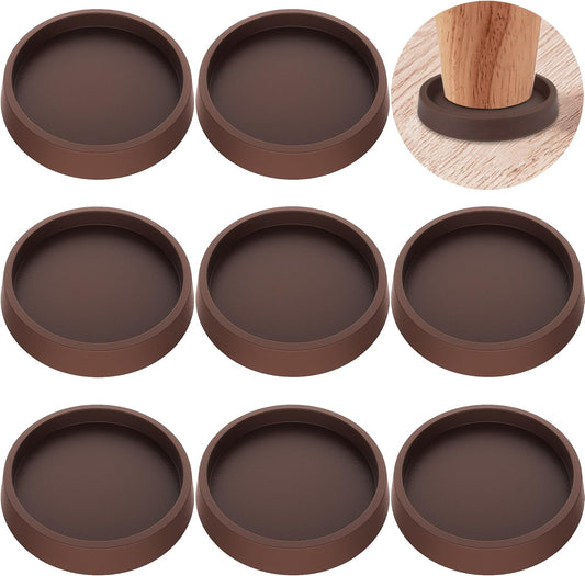 8 Pack Brown Rubber Furniture Coaster Pads - 2.5 Inch Non-Slip Hardwood Floor Protectors by ARLX Furniture Co.