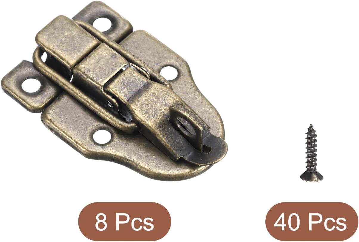 8 Pack Duck-Billed Hasp Lock, 60x40mm Retro Toggle Latch Buckle Clasp for Jewelry Box, Suitcase, Toolbox - Bronze