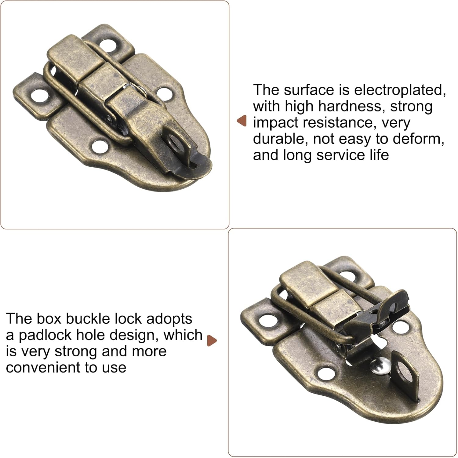 8 Pack Duck-Billed Hasp Lock, 60x40mm Retro Toggle Latch Buckle Clasp for Jewelry Box, Suitcase, Toolbox - Bronze