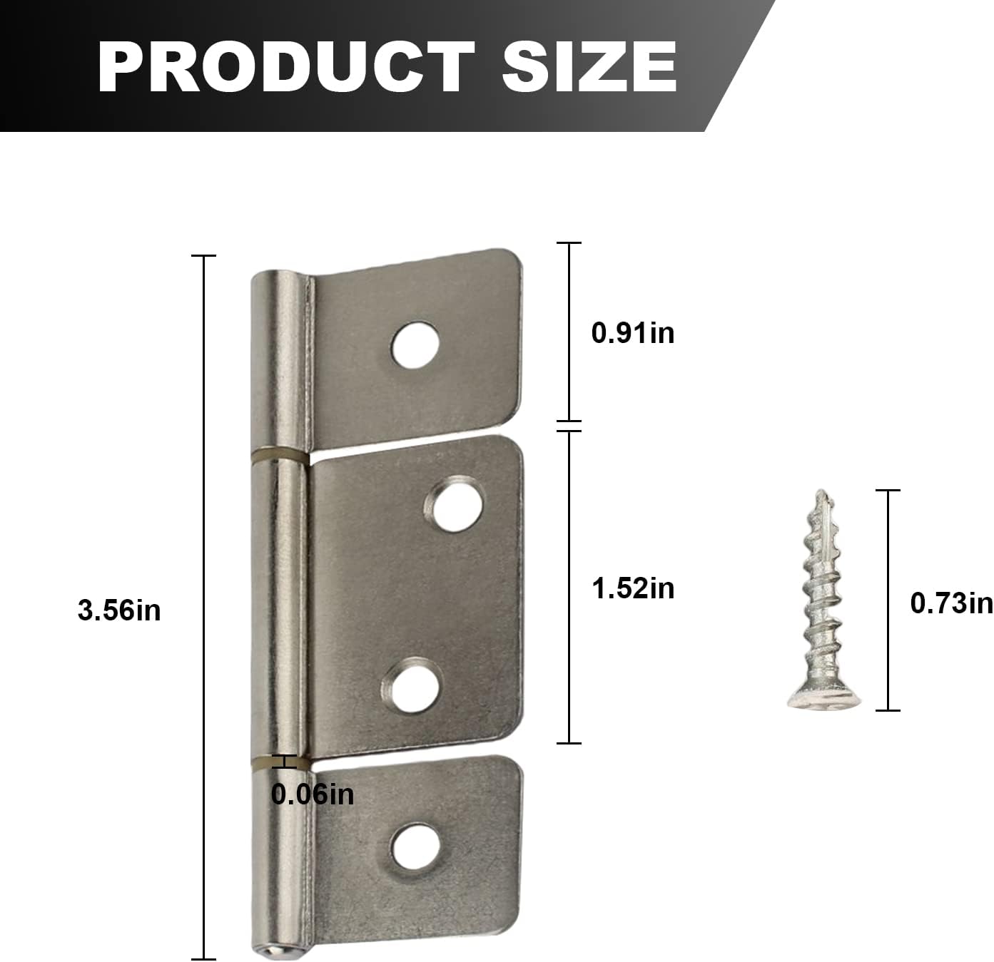 8 Pack GEAIN Three Leaf Non-Mortised Hinges for Mobile Home & RV Interior - Satin Nickel with Screws