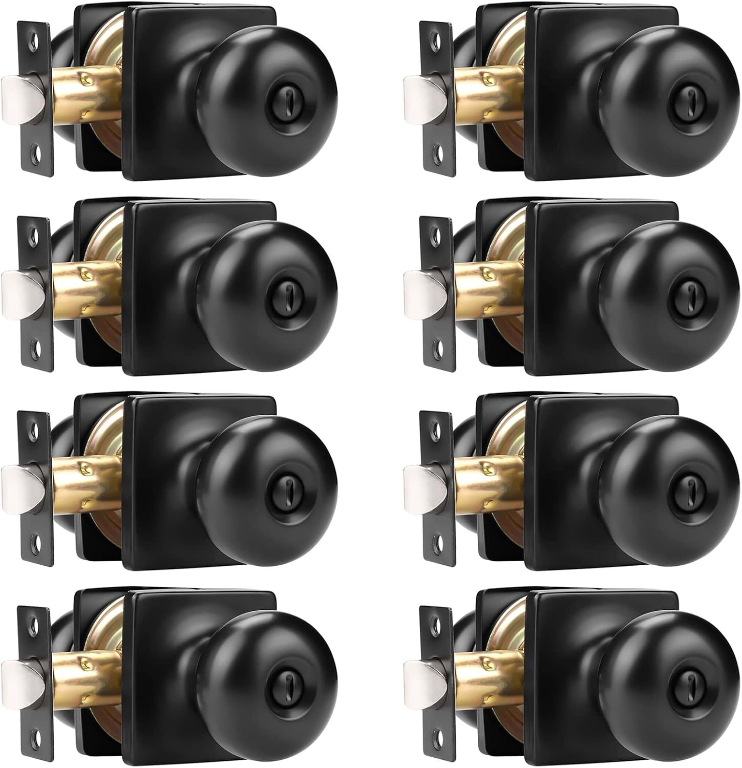 8-Pack GOBEKOR Matte Black Door Knob Privacy Lock Set for Interior Bedroom and Bathroom Doors - WildKart