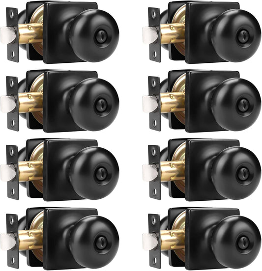 8-Pack GOBEKOR Matte Black Door Knob Privacy Lock Set for Interior Bedroom and Bathroom Doors - WildKart