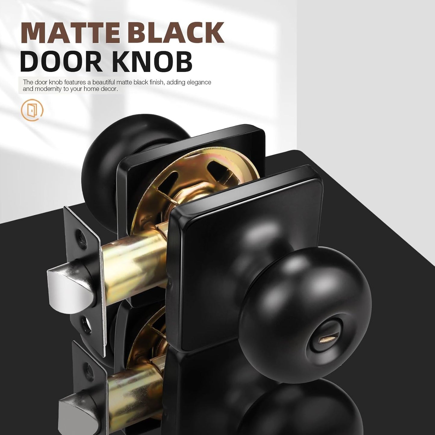 8-Pack GOBEKOR Matte Black Door Knob Privacy Lock Set for Interior Bedroom and Bathroom Doors - WildKart