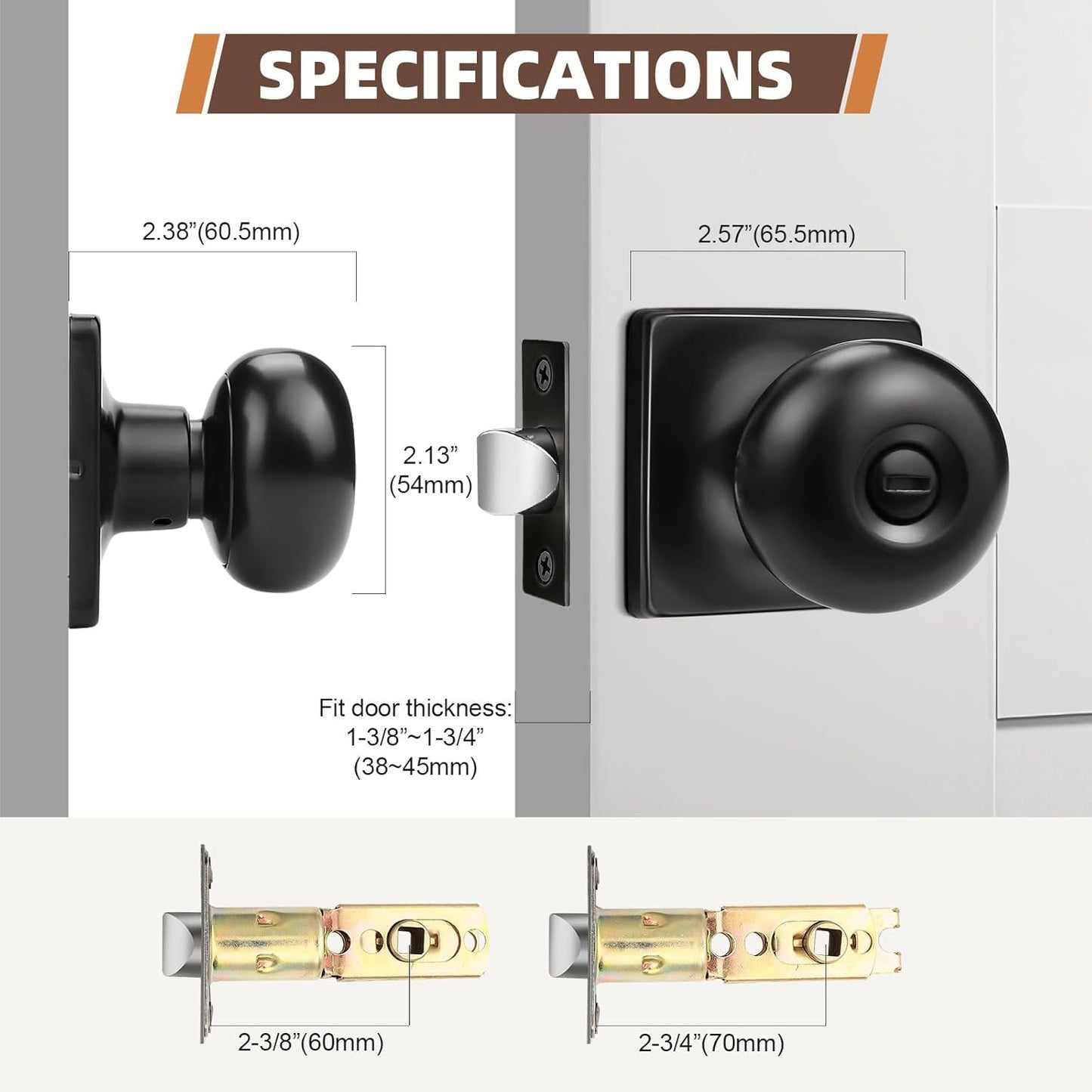 8-Pack GOBEKOR Matte Black Door Knob Privacy Lock Set for Interior Bedroom and Bathroom Doors - WildKart