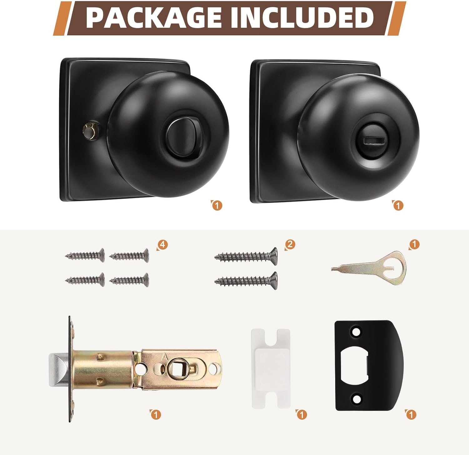 8-Pack GOBEKOR Matte Black Door Knob Privacy Lock Set for Interior Bedroom and Bathroom Doors - WildKart