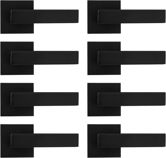 8-Pack Matte Black Dummy Door Handles - Interior Door Lever Non-Turning Single Side Hardware by Probrico