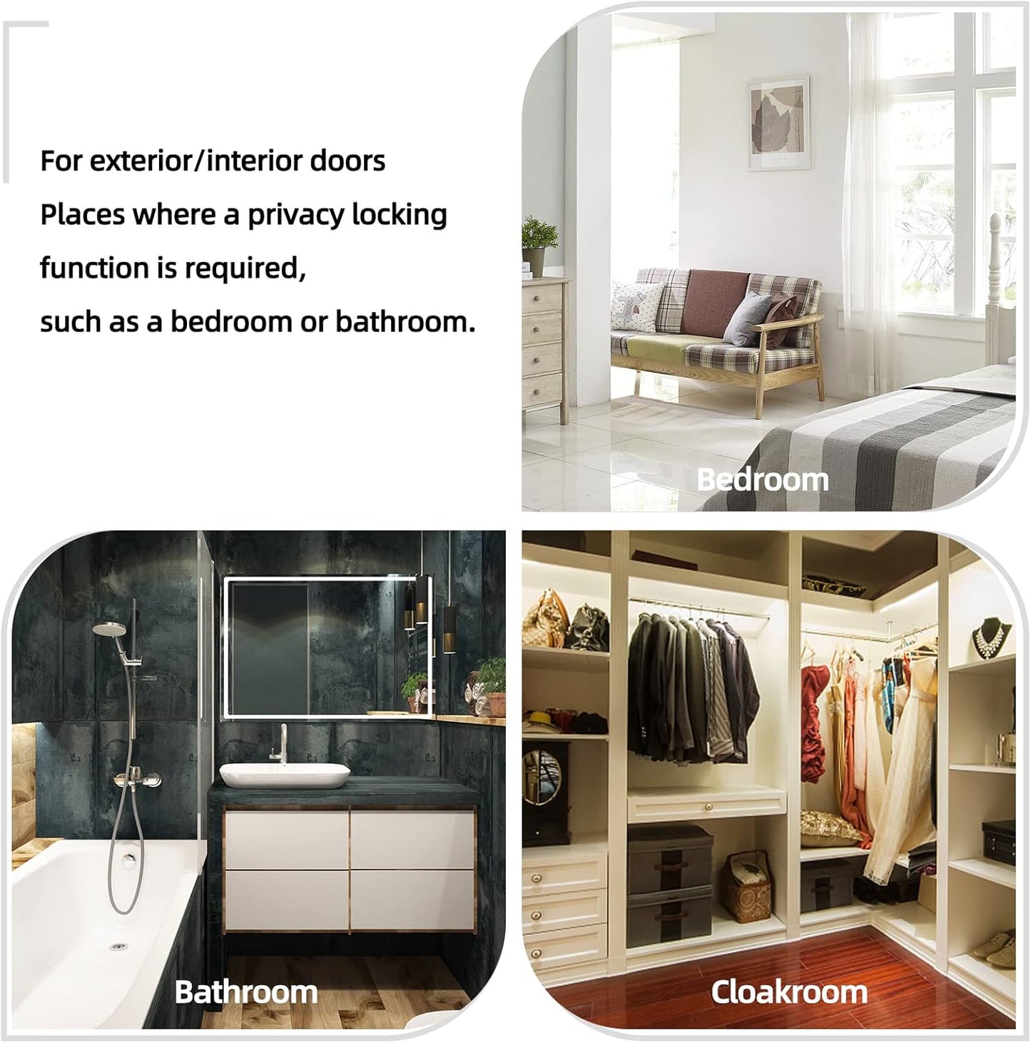 8 Pack Matte Black Privacy Door Knobs for Bedroom and Bathroom - Keyless Round Lockset with Hardwares & Instructions