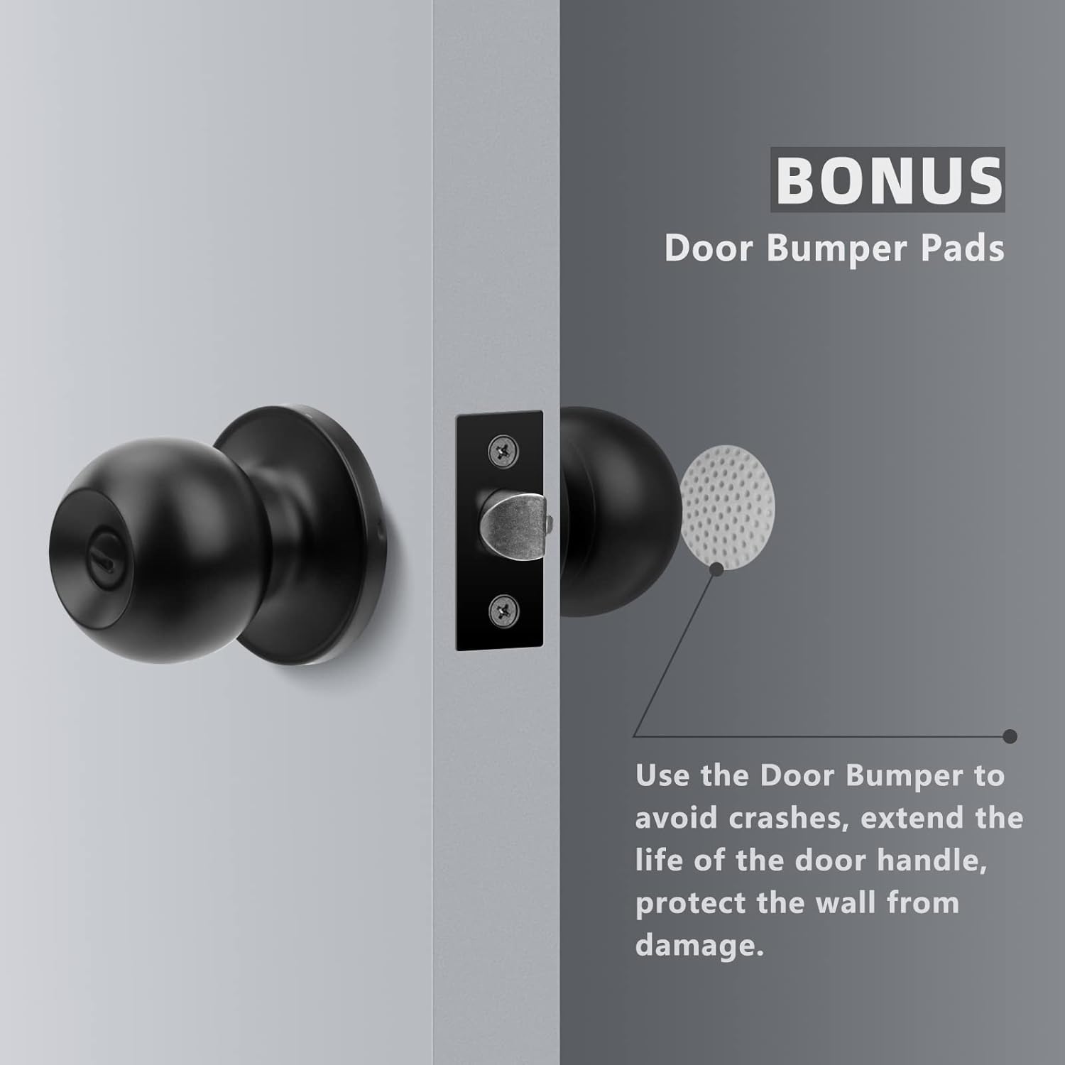 8 Pack Matte Black Privacy Door Knobs for Bedroom and Bathroom - Keyless Round Lockset with Hardwares & Instructions