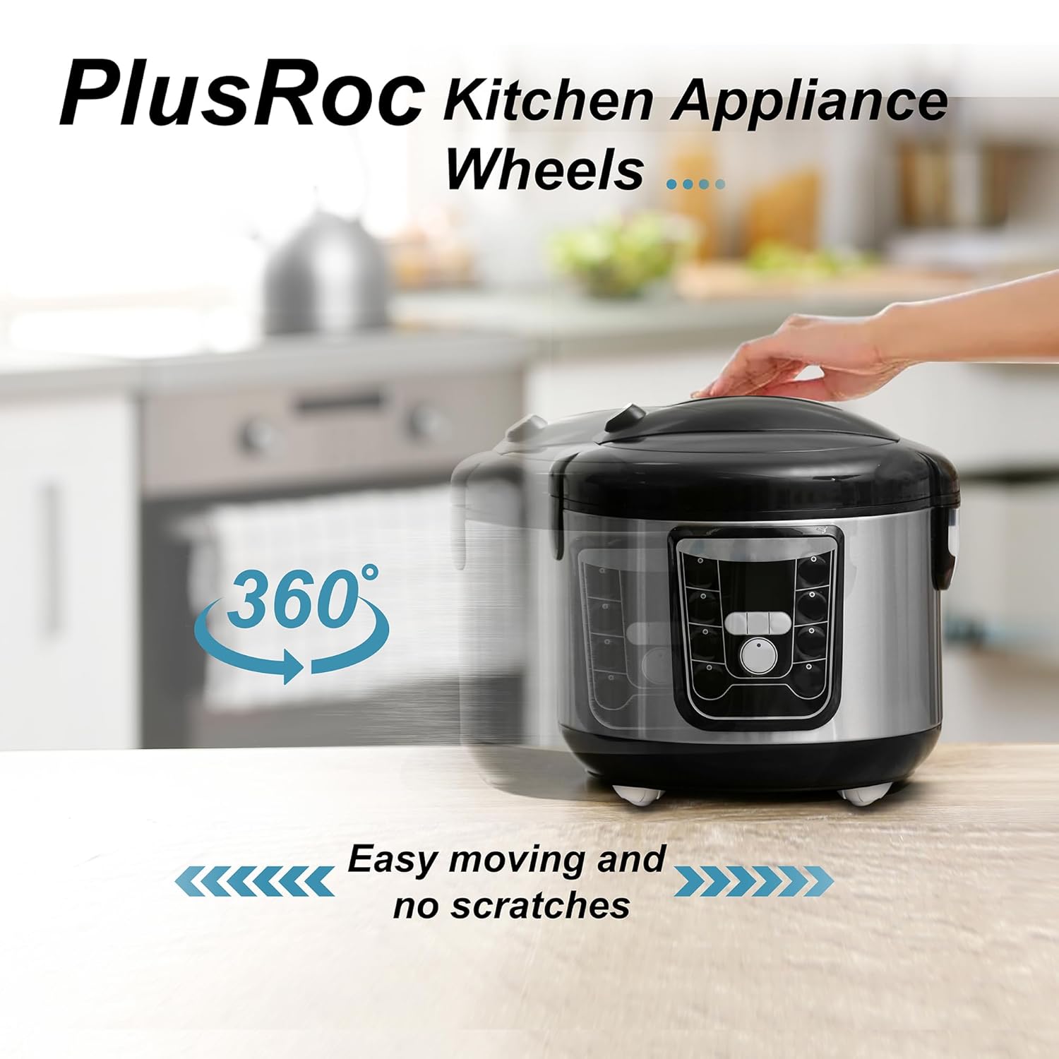 8 Pack PlusRoc Self Adhesive Caster Wheels for Appliances, 14LBS Load Capacity per Wheel, Mini Swivel Wheels for Stand Mixers and Air Fryers