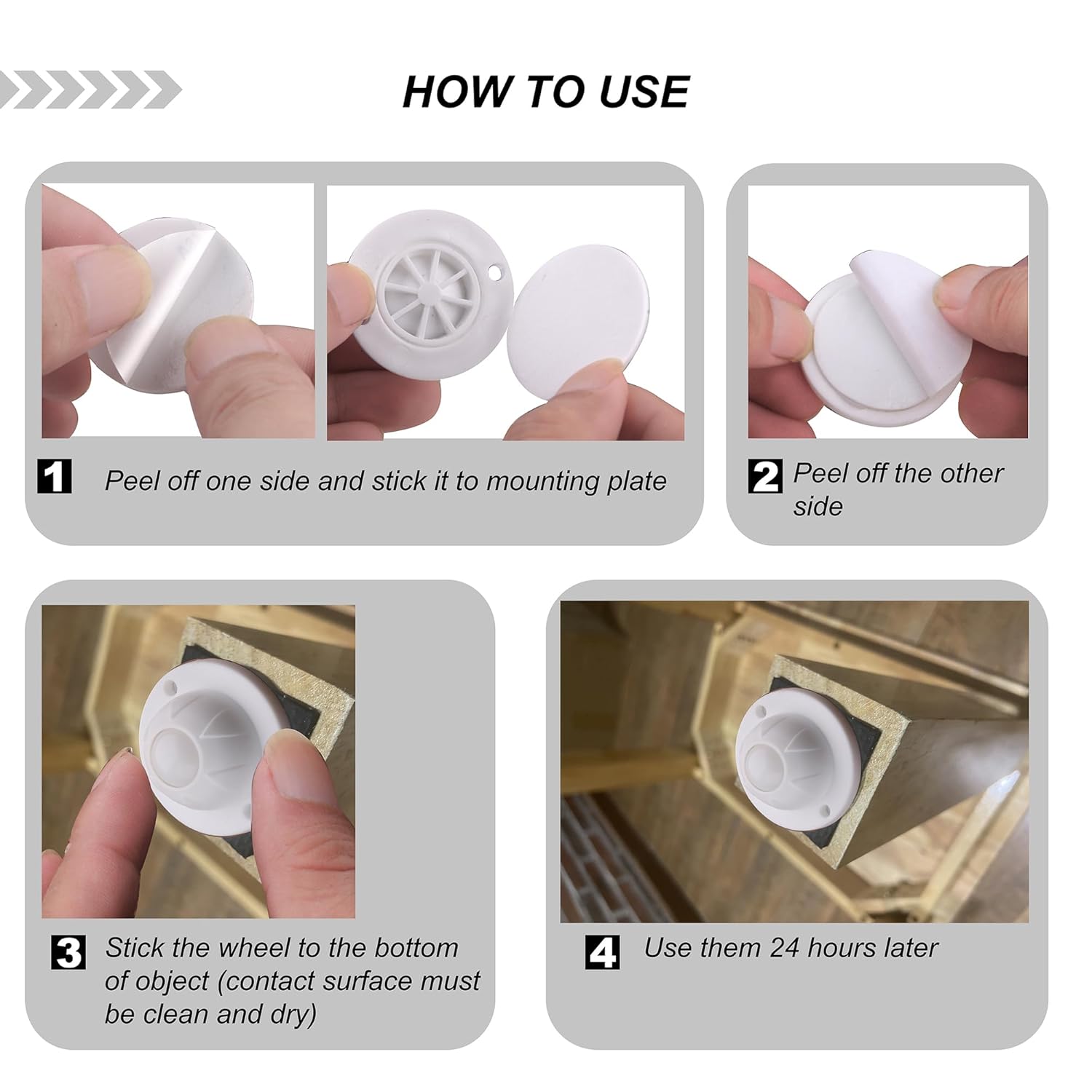 8 Pack PlusRoc Self Adhesive Caster Wheels for Appliances, 14LBS Load Capacity per Wheel, Mini Swivel Wheels for Stand Mixers and Air Fryers