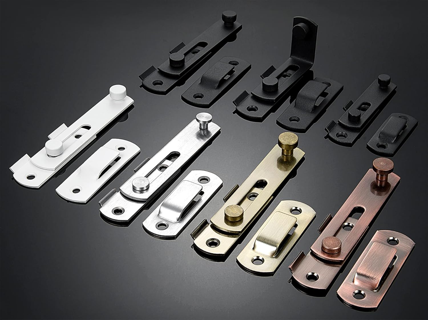 8 Pack White Stainless Steel Barn Door Latches for Bi-fold, Sliding, Wine Cabinet, and Closet Doors - 3.93" x 2.75" Flip Lock with Antique Finish